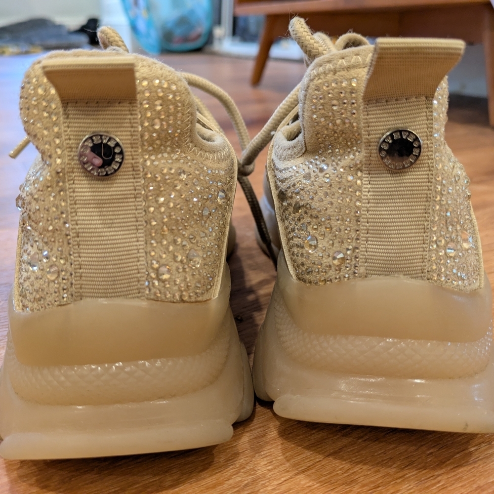 Steve Madden Tan Sneakers with Rhinestones - Picture 3 of 12